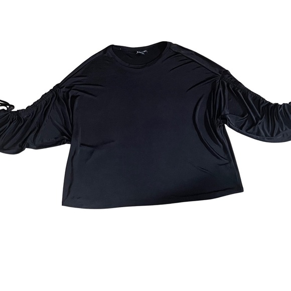 Express Tops - Express Black Draw String Sleeve Top - Size Large